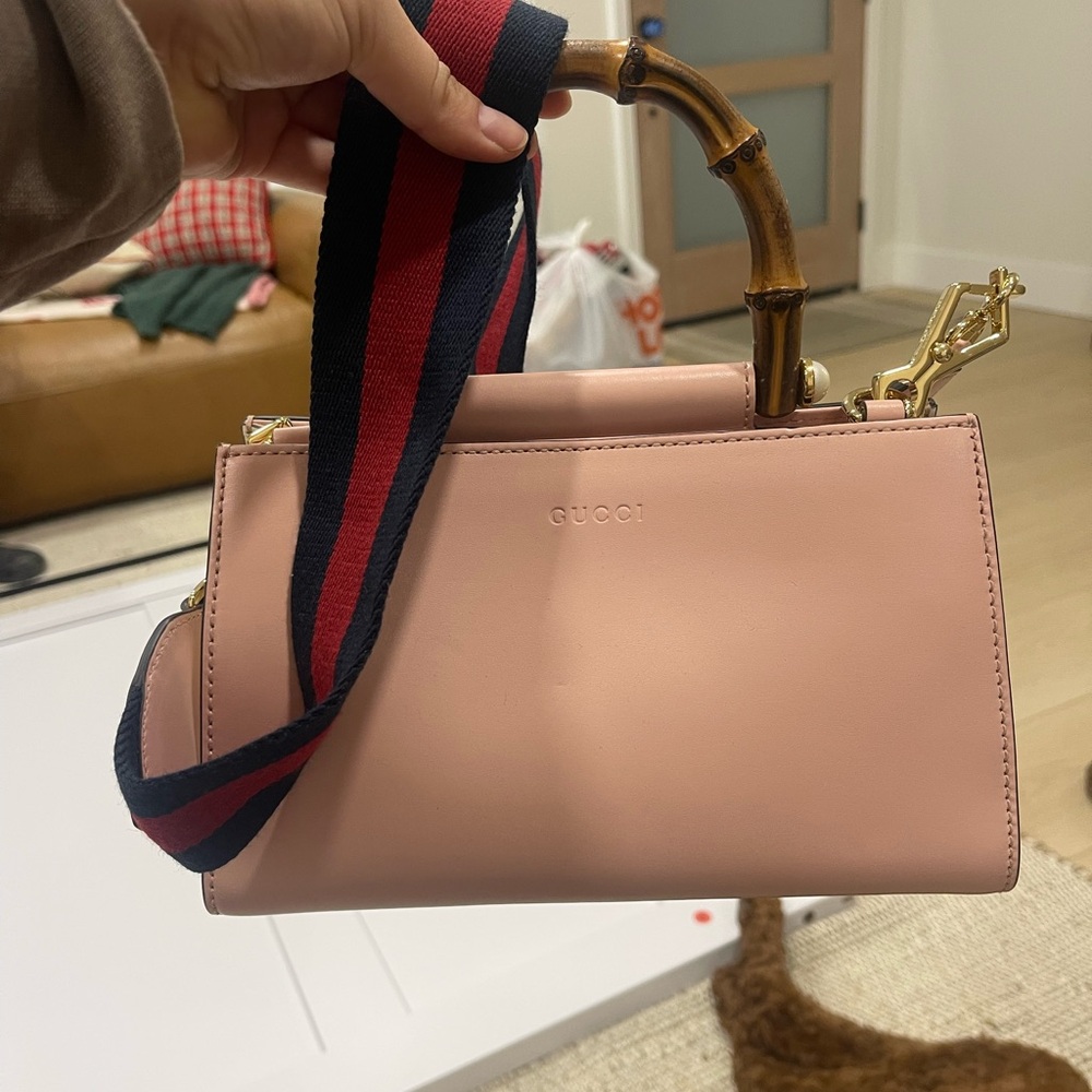 Gucci Pink Bamboo Handle Shoulder Bag